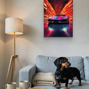 Neon Supercar Canvas Print