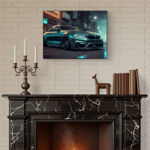 bmw m4 neon canvas frame